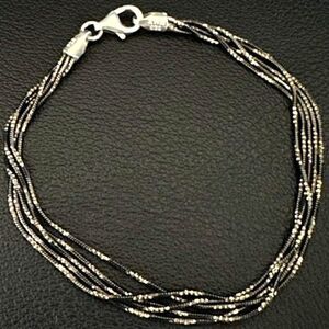 Sterling Silver Black 5 Strand Italy Bracelet 925